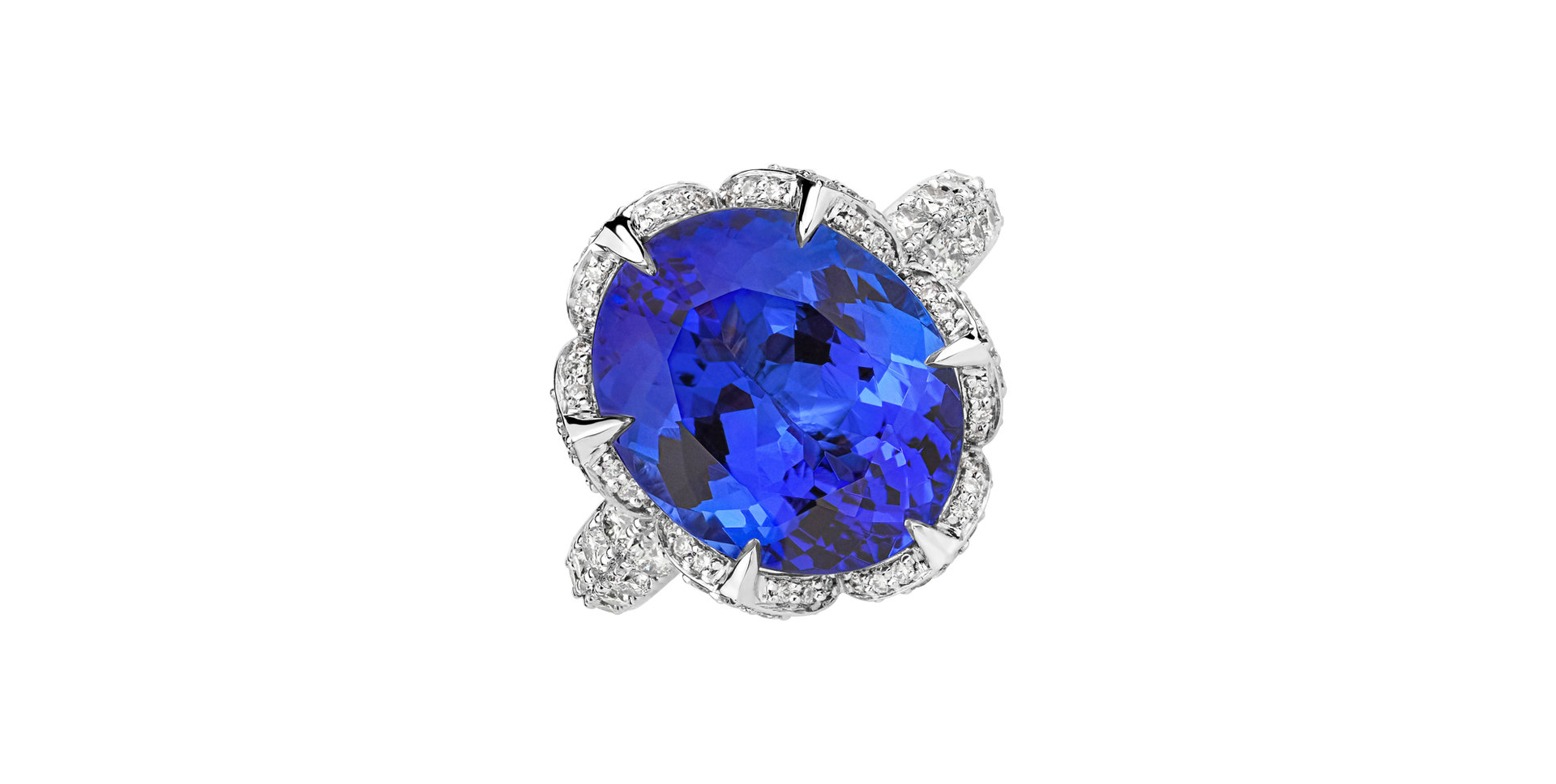 Diamond ring with Tanzanite Midnight Wave