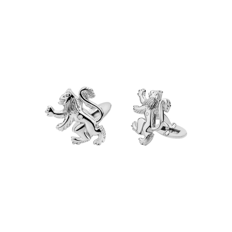 Diamond cufflinks Heraldic Lions