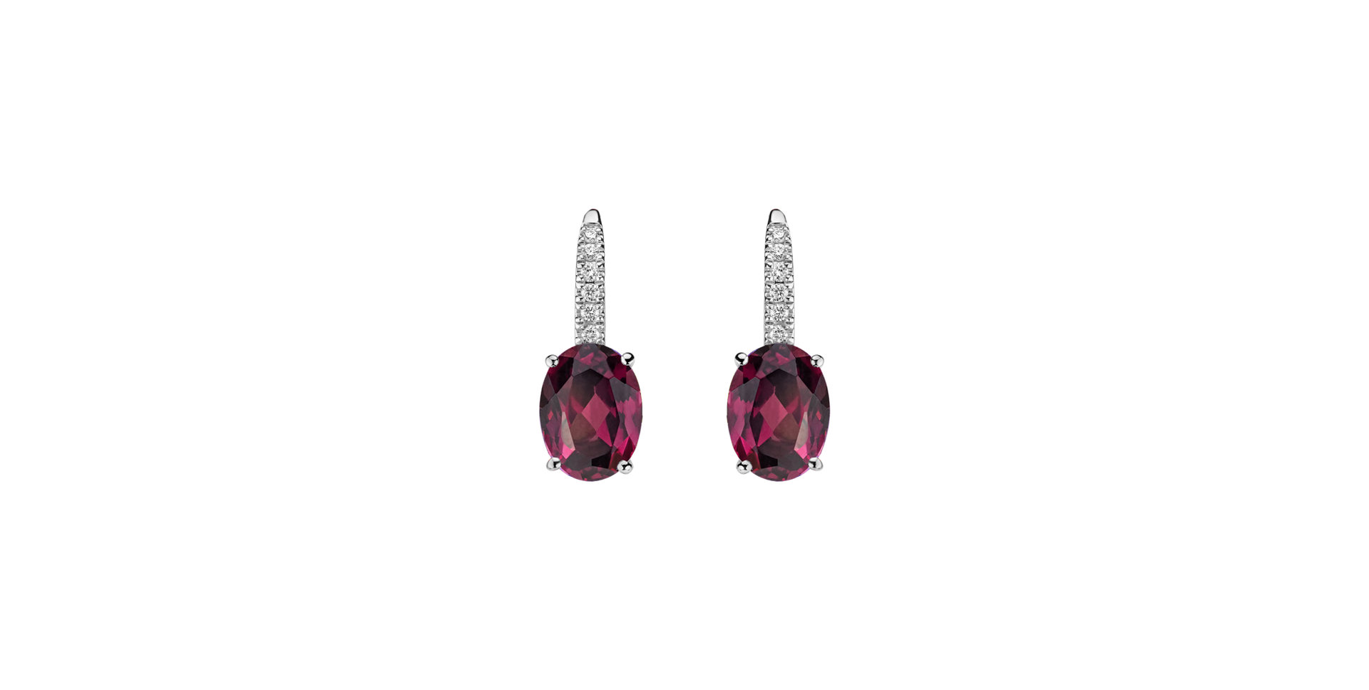 Diamond earrings with
 Rhodolite Iris Elegance