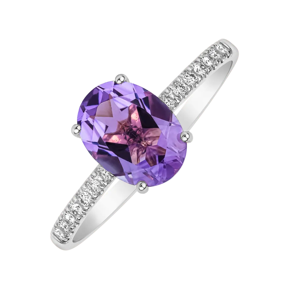 Diamond ring with Amethyst Touch of Spark