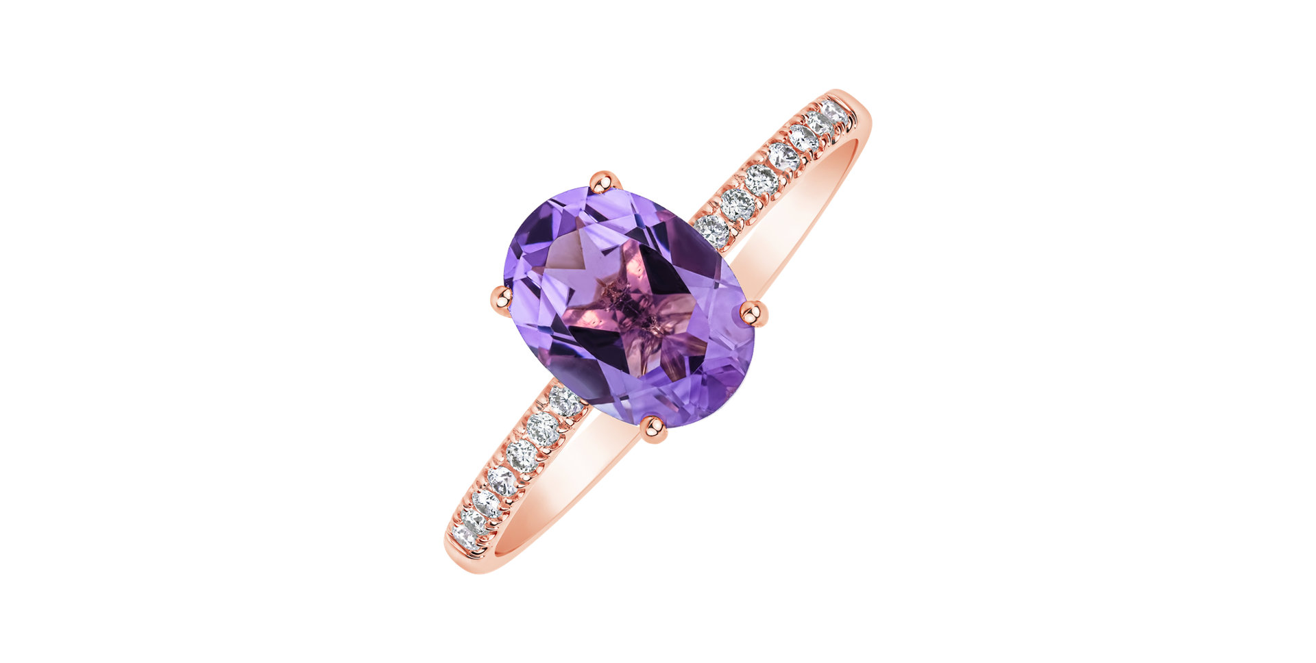 Diamond ring with Amethyste Touch of Spark