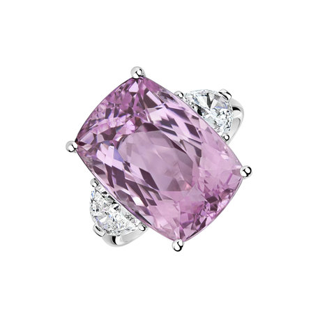 Diamond ring with Kunzite Violet Ophelia