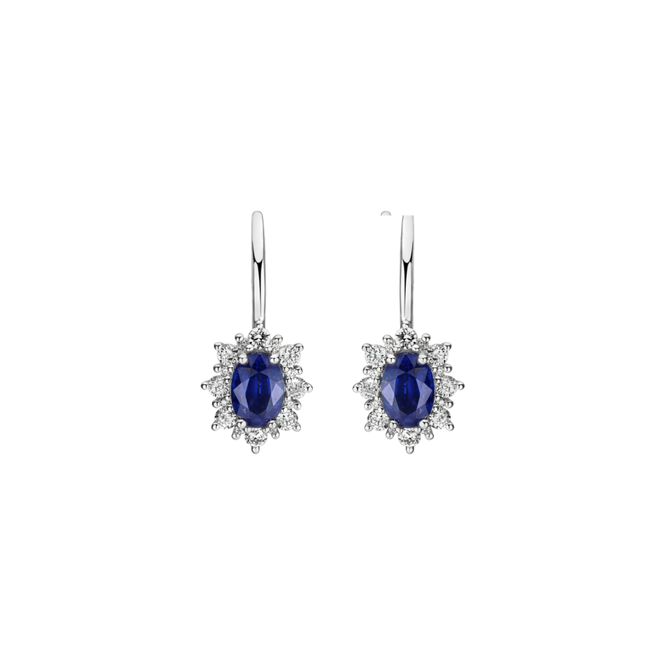 Diamond earrings with Sapphire Royal Aurora