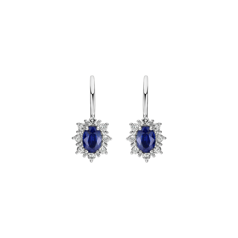 Diamond earrings with Sapphire Royal Aurora