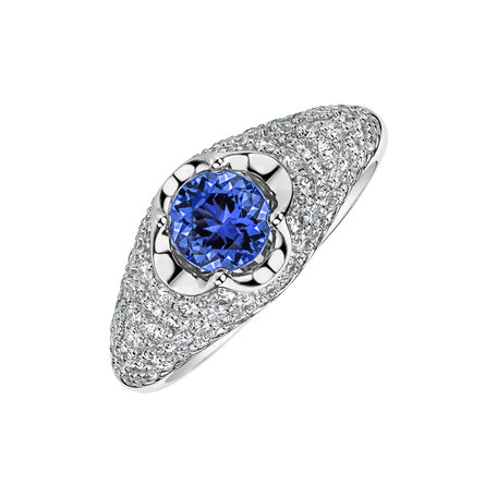 Diamond ring with Tanzanite Deluxe Quatrefoil