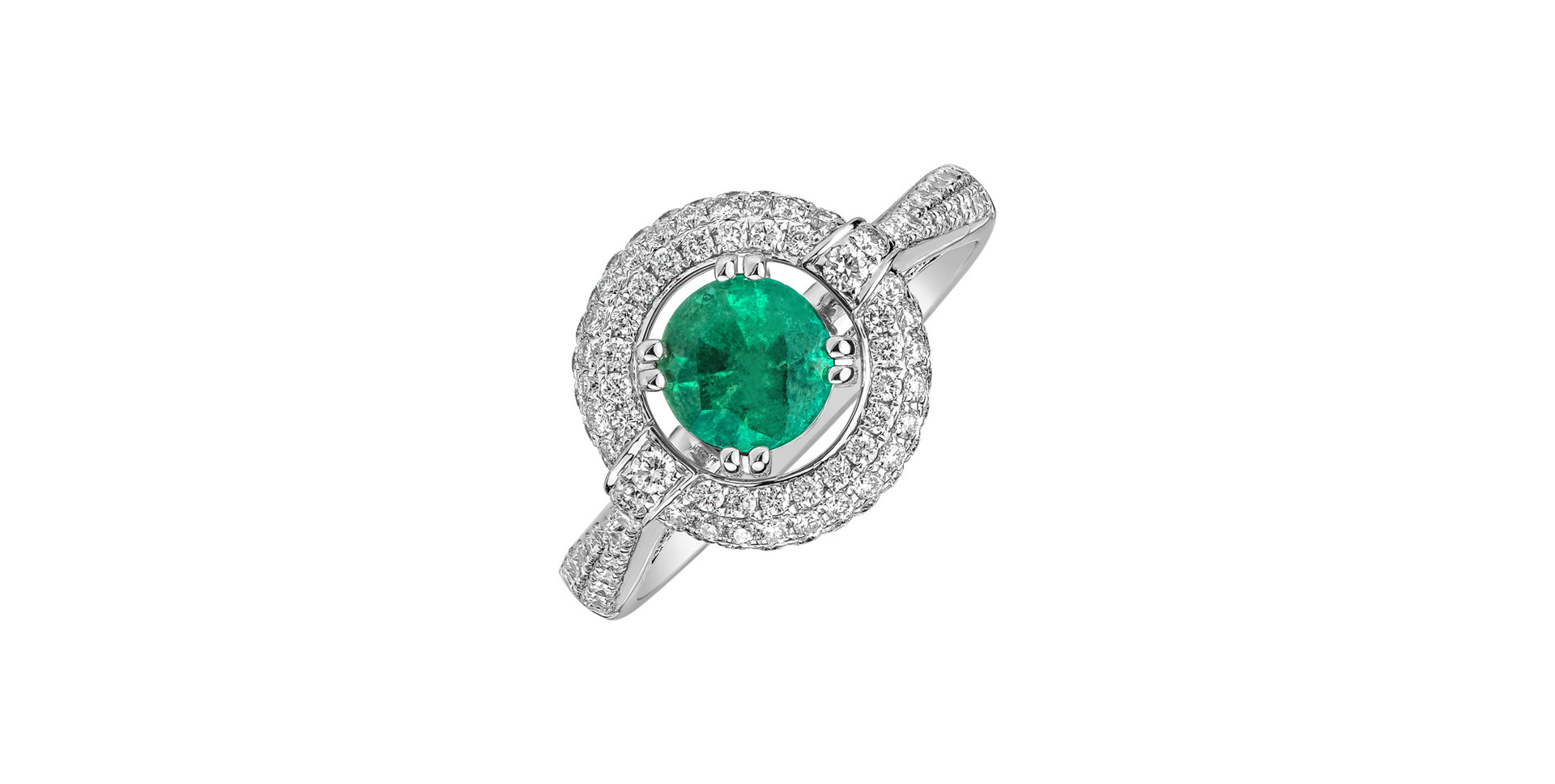 Diamond ring with Emerald Ilaria