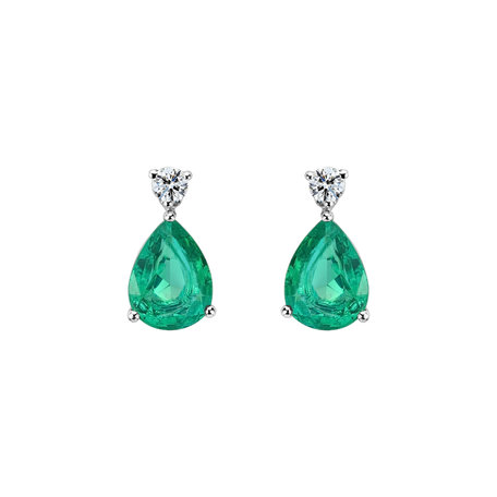 Diamond earrings with Emerald Galatea