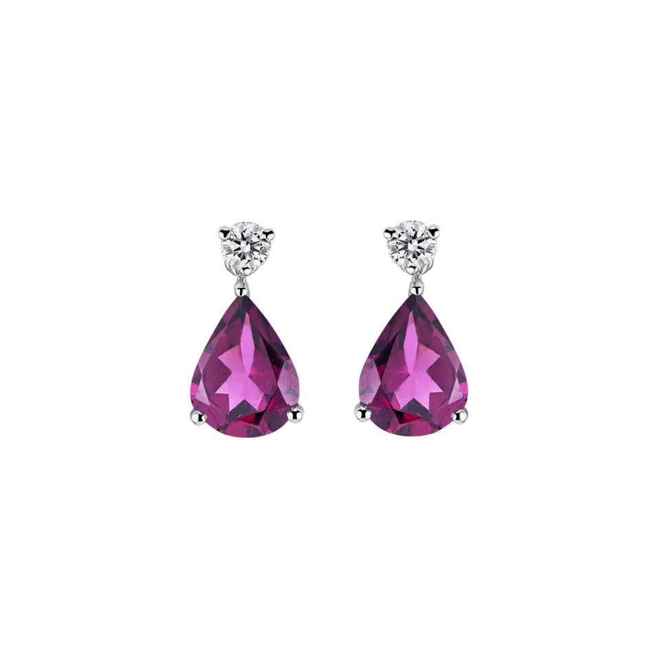 Diamond earrings with Rhodolite Galatea