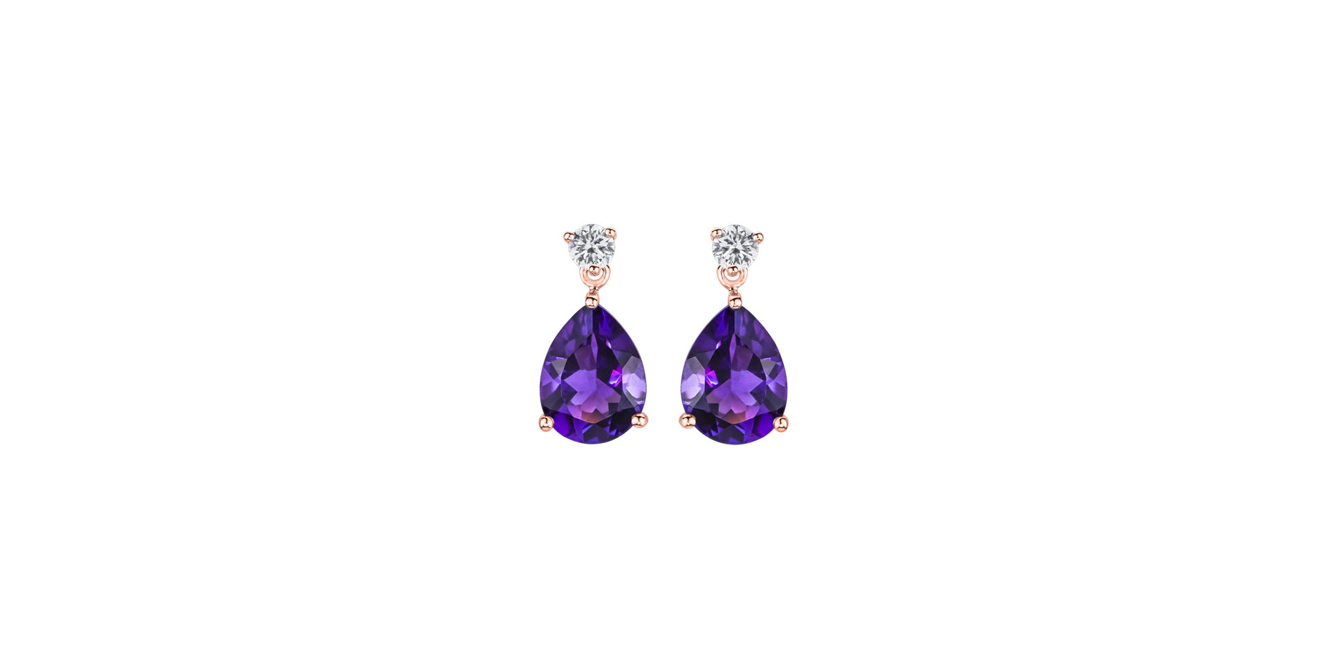 Diamond earrings with Amethyst Galatea