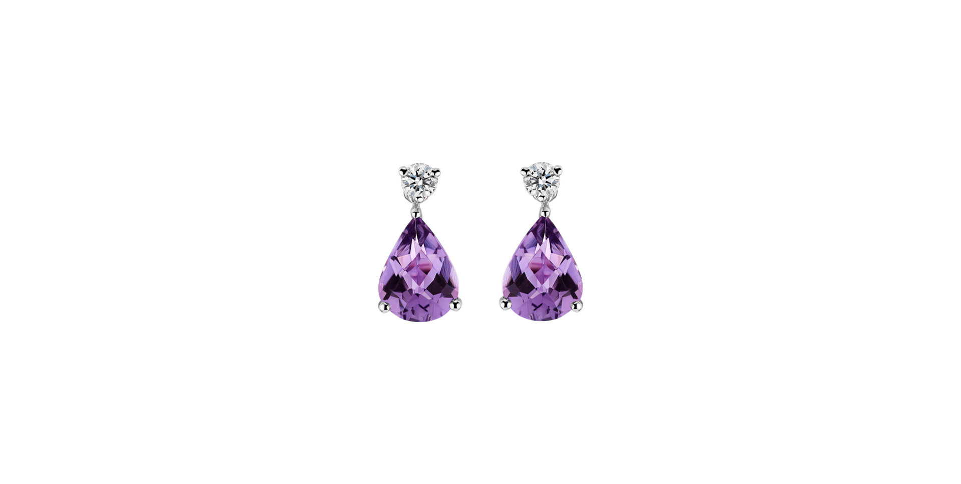 Diamond earrings with Amethyst Ismene
