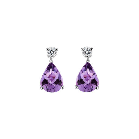 Diamond earrings with Amethyst Ismene