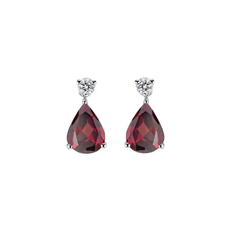 Diamond earrings with Rhodolite Ismene