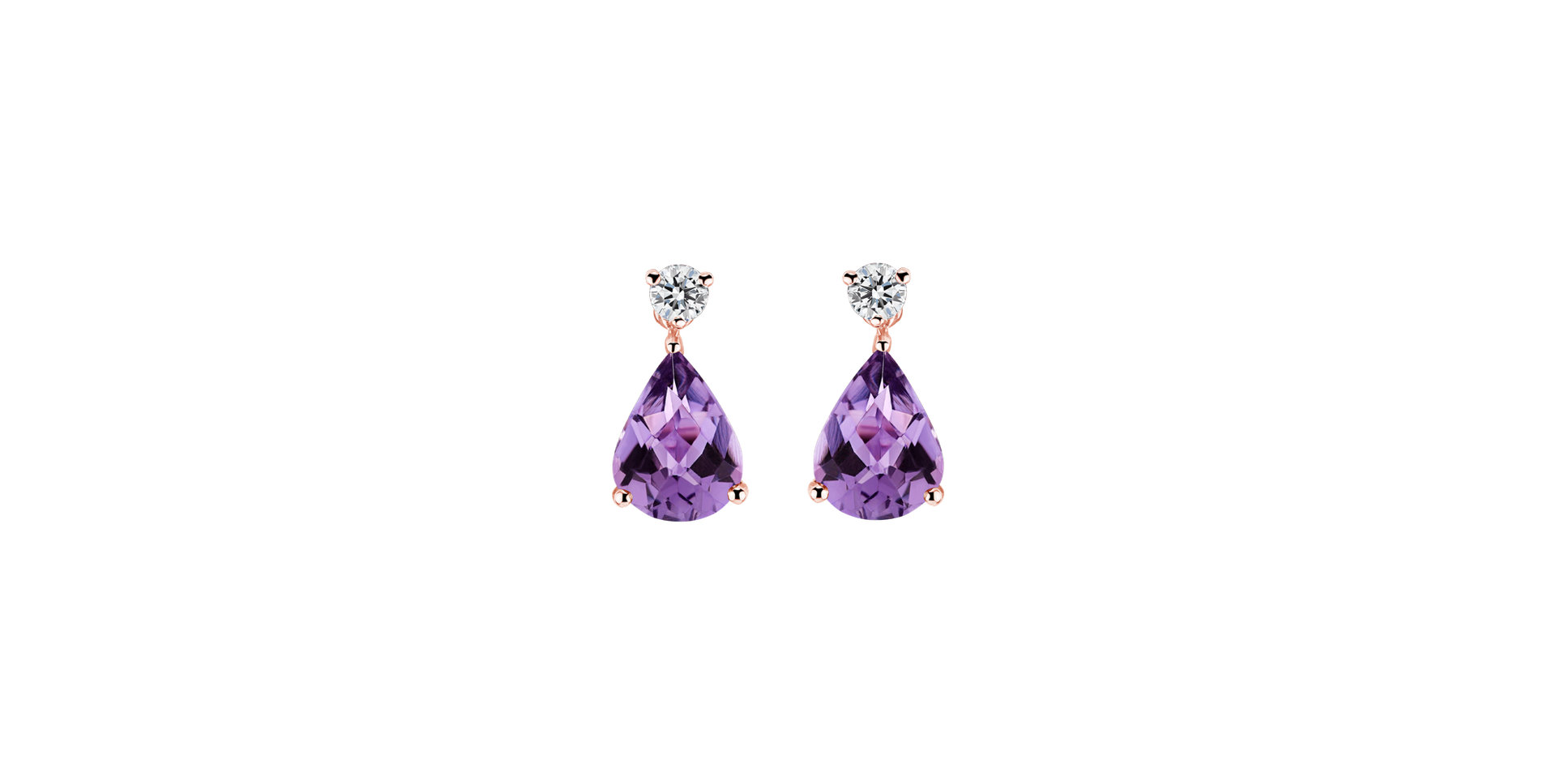 Diamond earrings with Amethyst Ismene