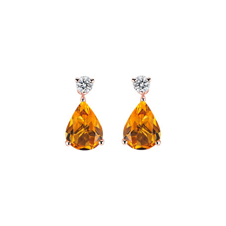 Diamond earrings with Citrine Ismene