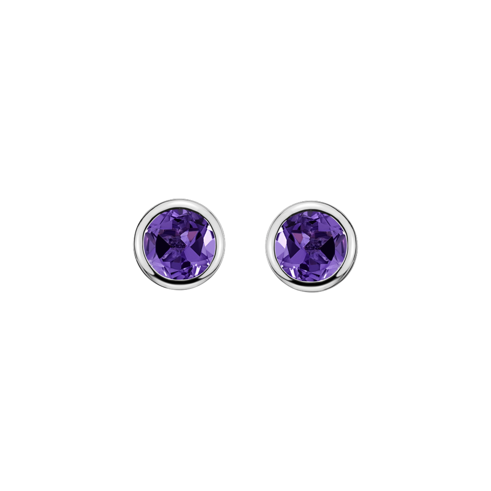 Earrings with Amethyst Shiny Dots