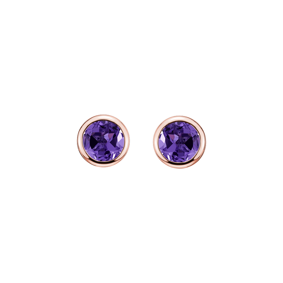 Earrings with Amethyst Shiny Dots