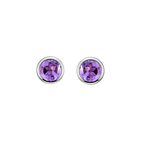 Earrings with Amethyst Neon Dots
