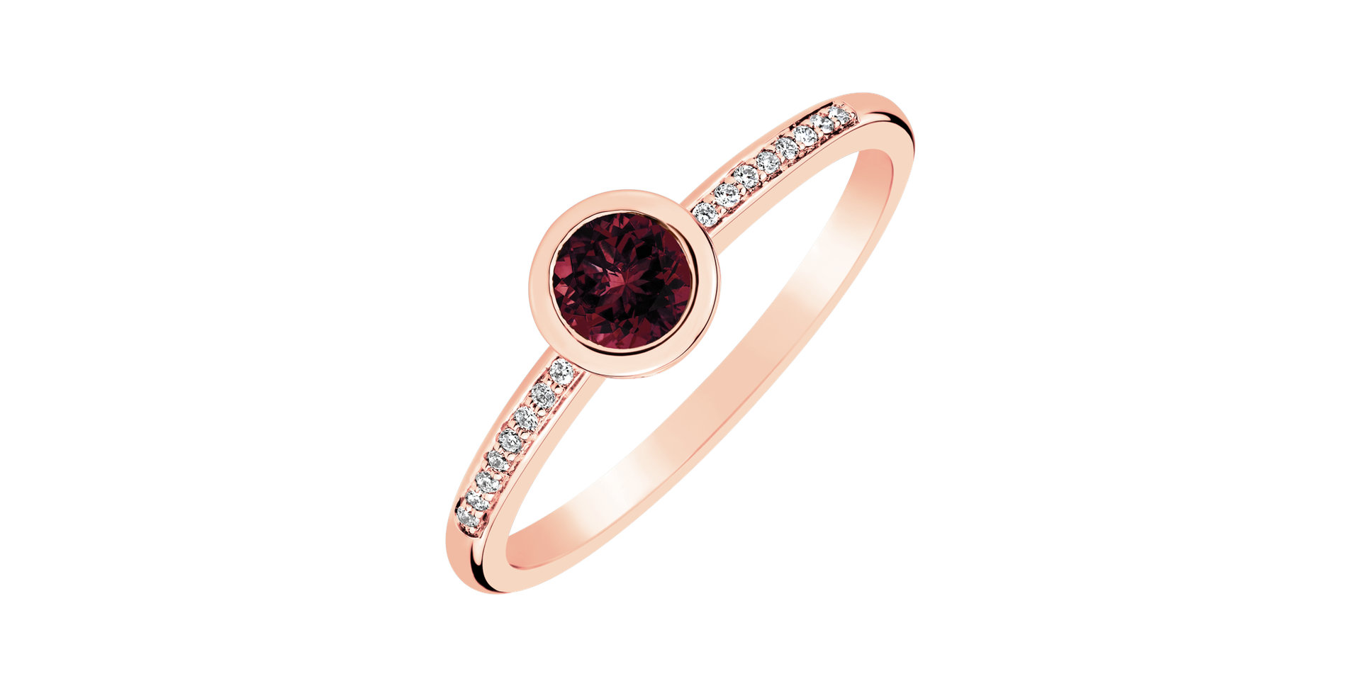 Diamond ring with Rhodolite Regal Sparkle