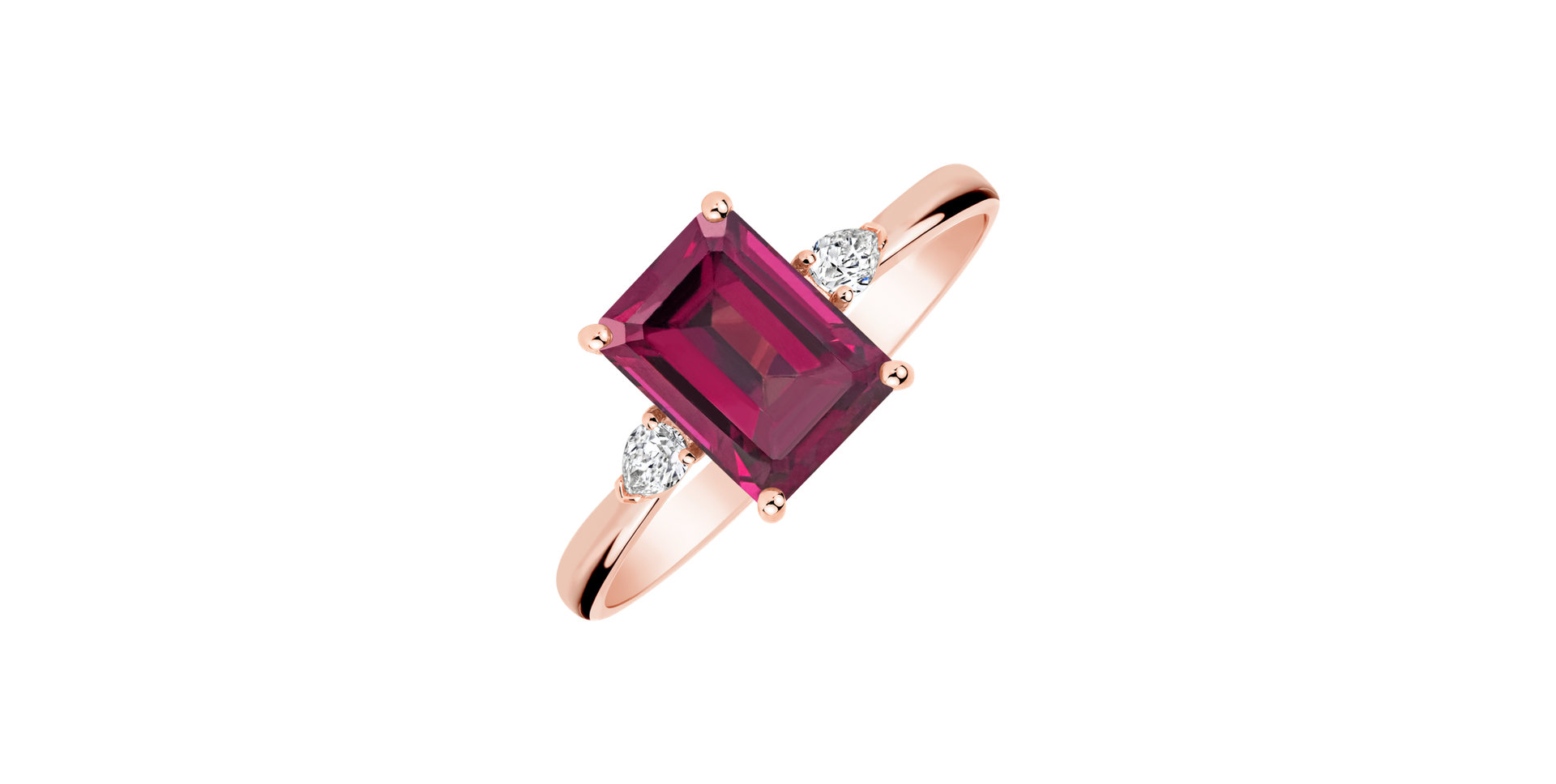 Diamond ring with Rhodolite Royal Cordelia
