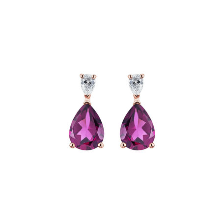 Diamond earrings with Rhodolite Whispers of Avalon
