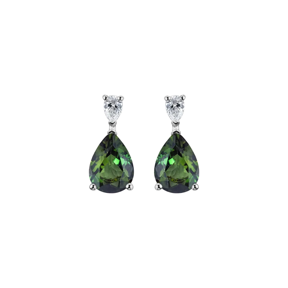 Diamond earrings with Tourmaline Whispers of Avalon