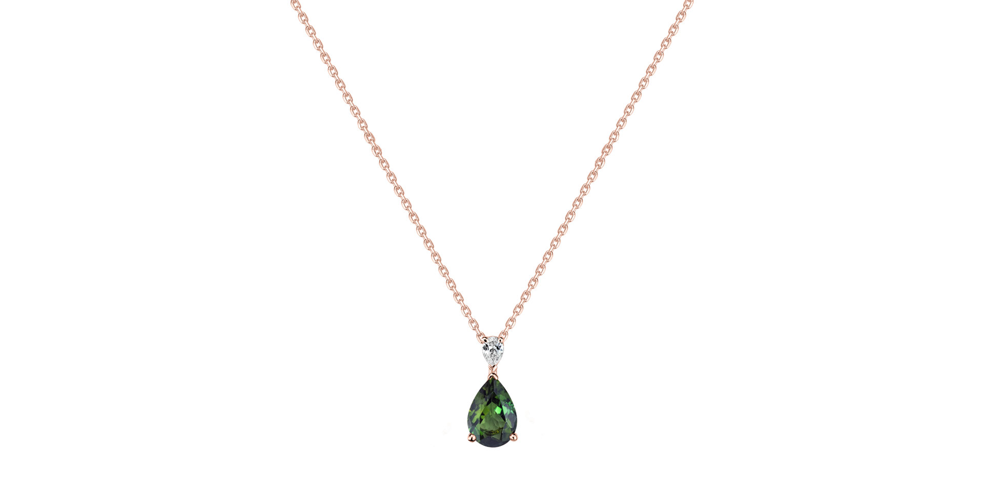 Diamond necklace with Tourmaline Whispers of Avalon