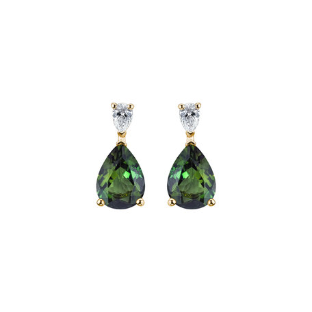Diamond earrings with Tourmaline Whispers of Avalon