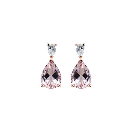 Diamond earrings with Morganite Whispers of Avalon