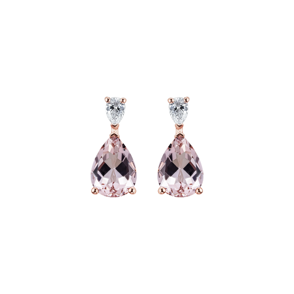 Diamond earrings with Morganite Whispers of Avalon