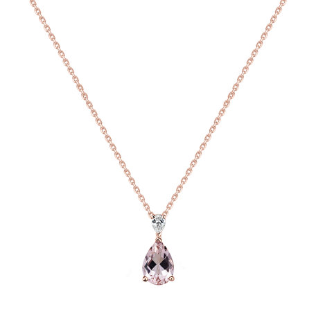 Diamond necklace with Morganite Whispers of Avalon