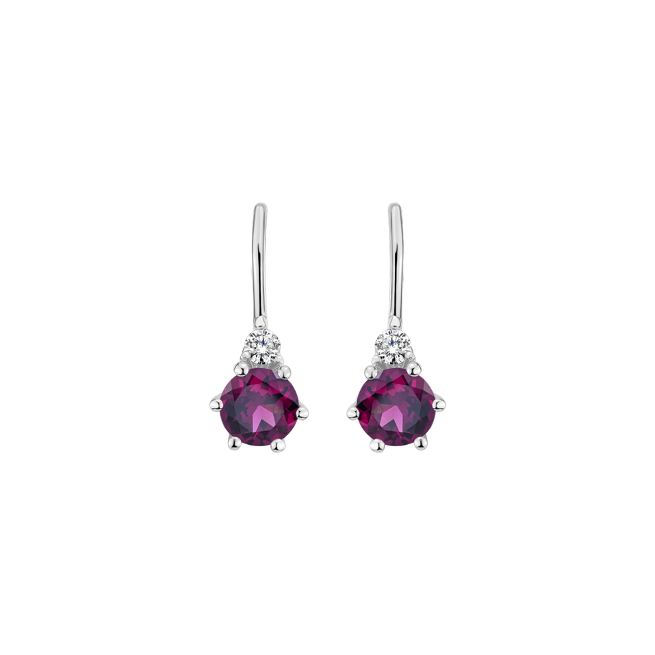 Diamond earrings with Rhodolite Lux