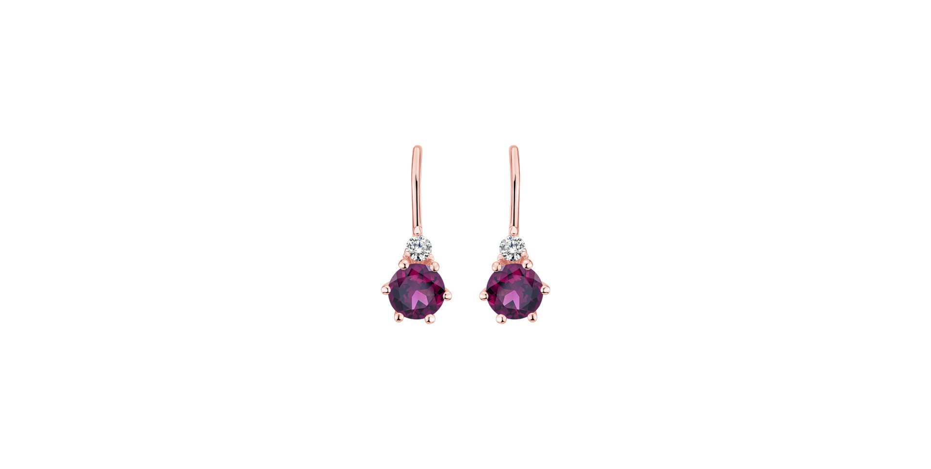 Diamond earrings with Rhodolite Lux
