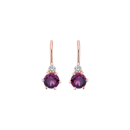 Diamond earrings with Rhodolite Lux