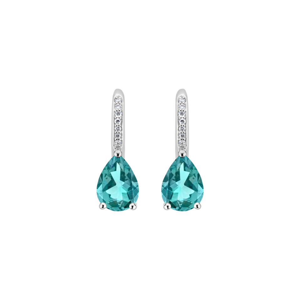 Diamond earrings with Apatite Tearfall