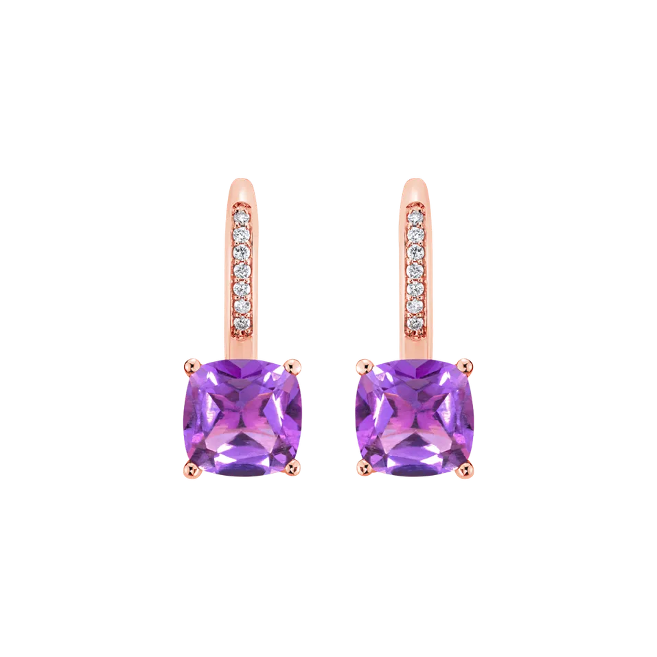 Diamond earrings with Amethyst Calliope