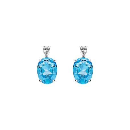 Diamond earrings with Topaz Royal Aura