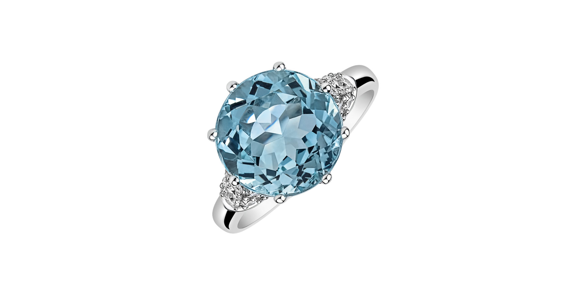 Diamond ring with Aquamarine Caribbean Charm