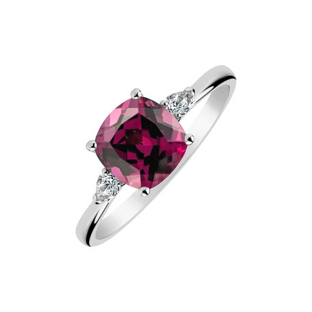 Diamond ring with Rhodolite Marigold