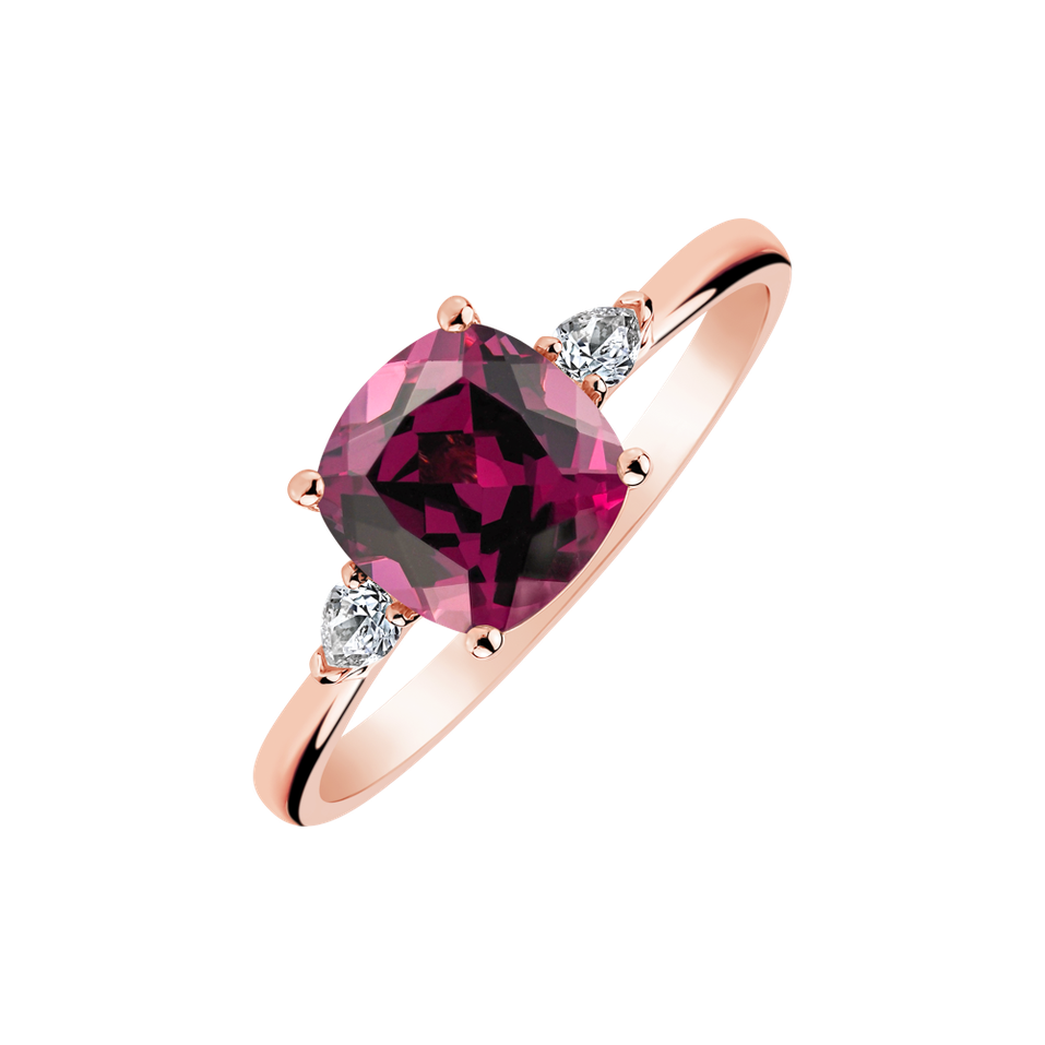 Diamond ring with Rhodolite Marigold
