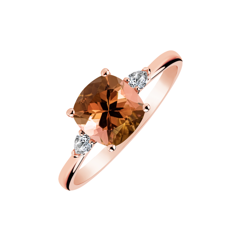 Diamond ring with Tourmaline Marigold