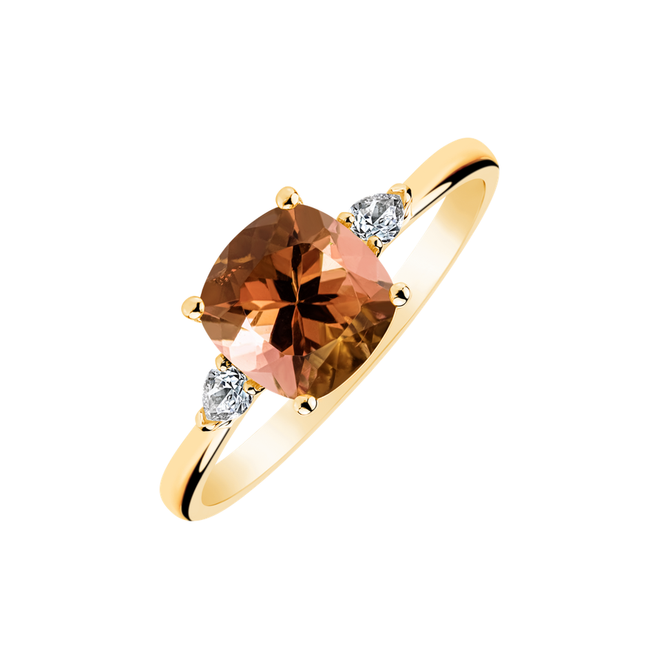Diamond ring with Tourmaline Marigold