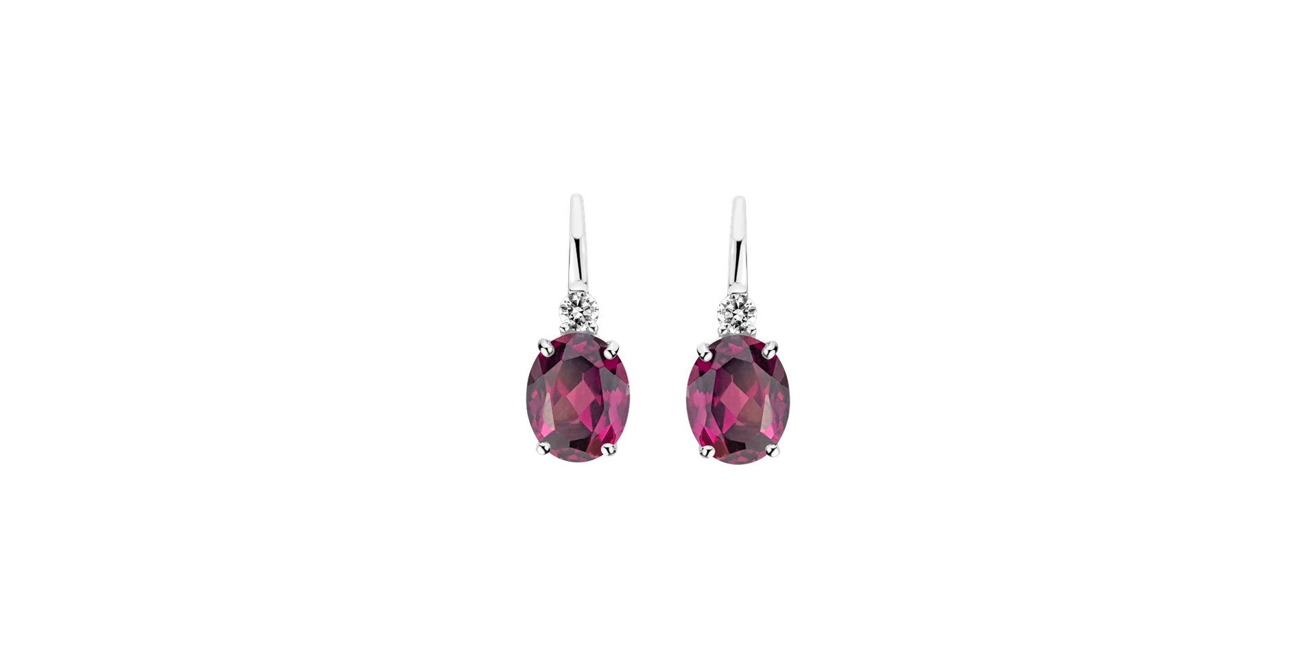 Diamond earrings with Rhodolite Juliette