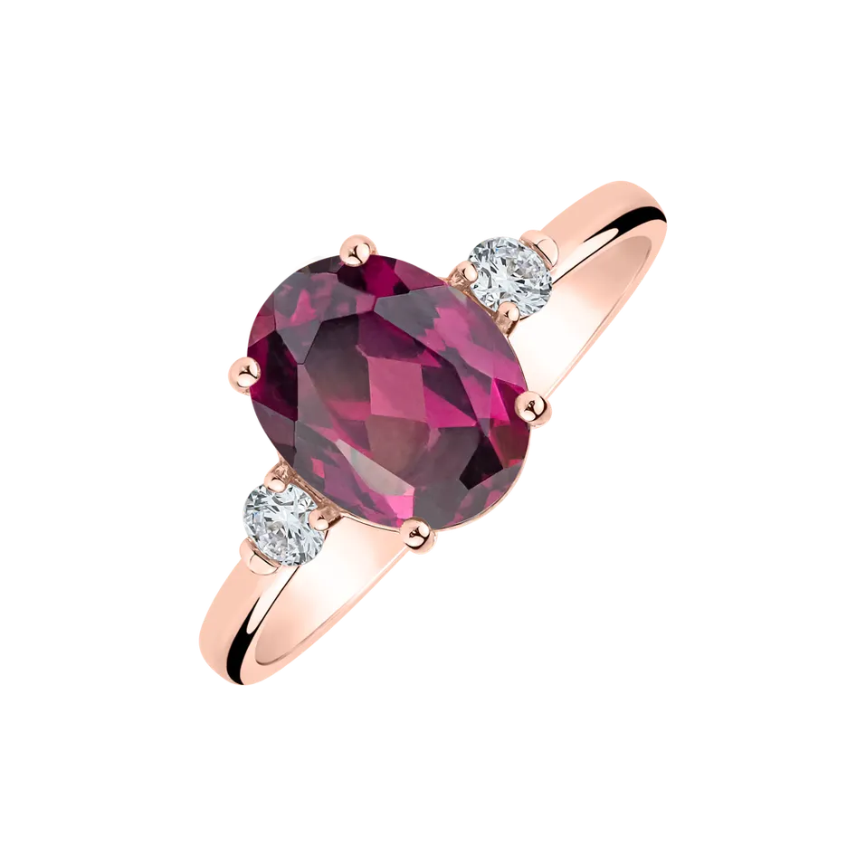 Diamond ring with Rhodolite Scarlet Ember