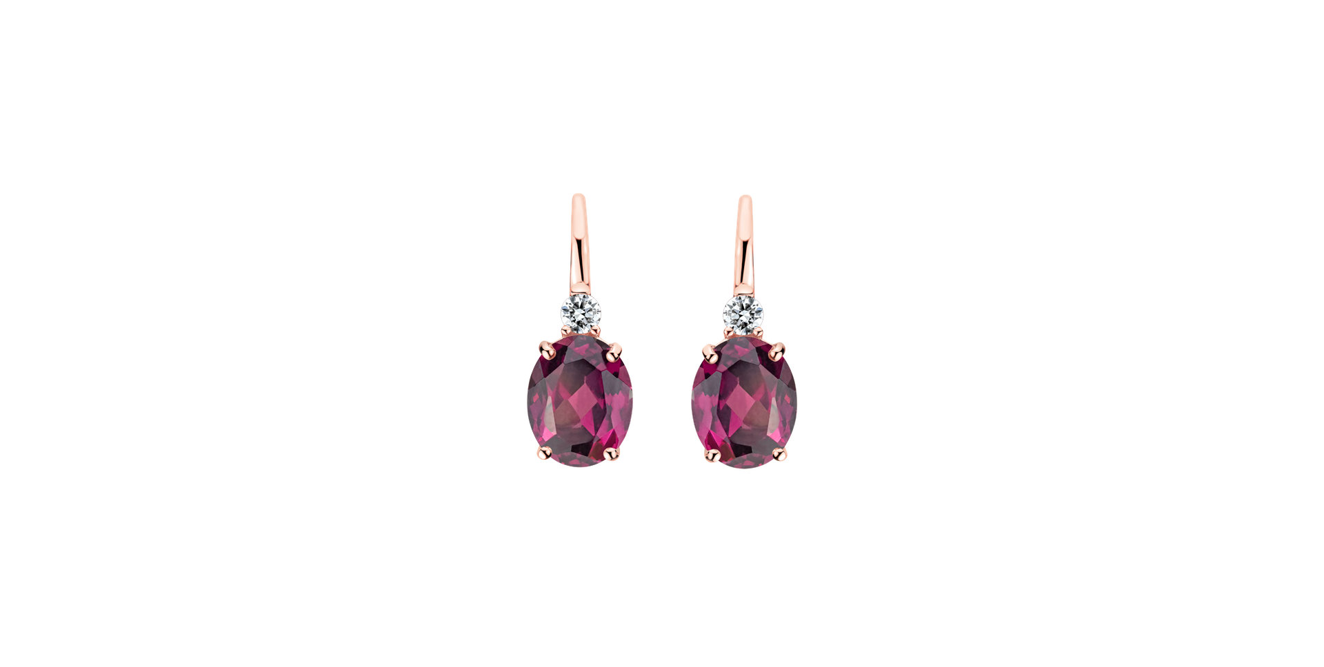 Diamond earrings with Rhodolite Juliette