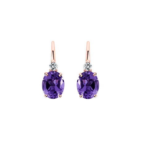 Diamond earrings with Amethyst Juliette