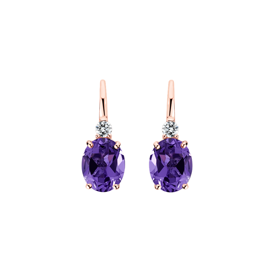 Diamond earrings with Amethyst Juliette
