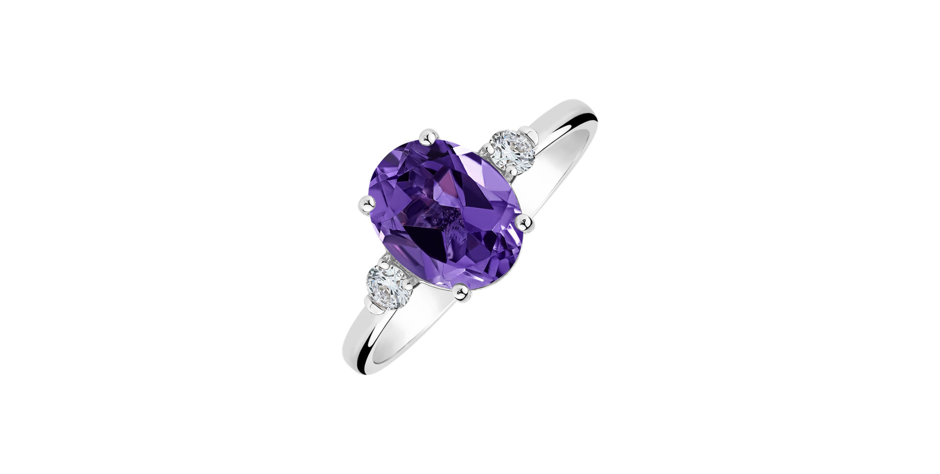 Diamond ring with Amethyst Violet Dusk
