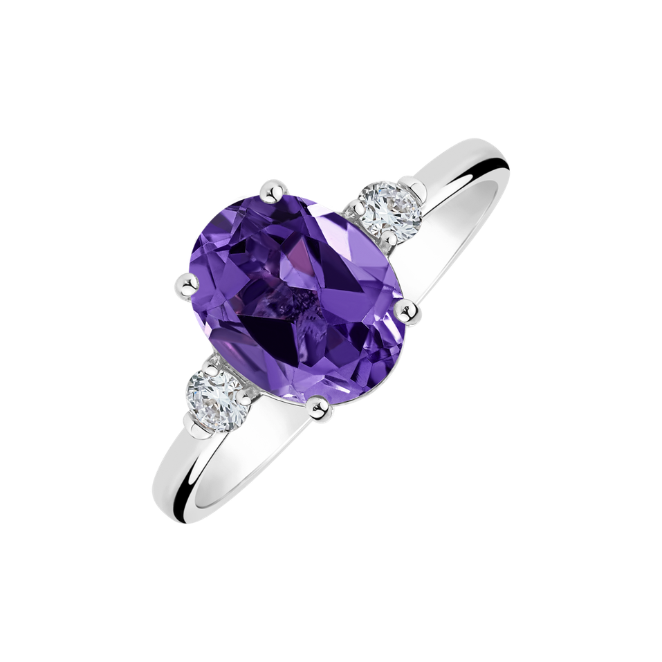 Diamond ring with Amethyst Violet Dusk