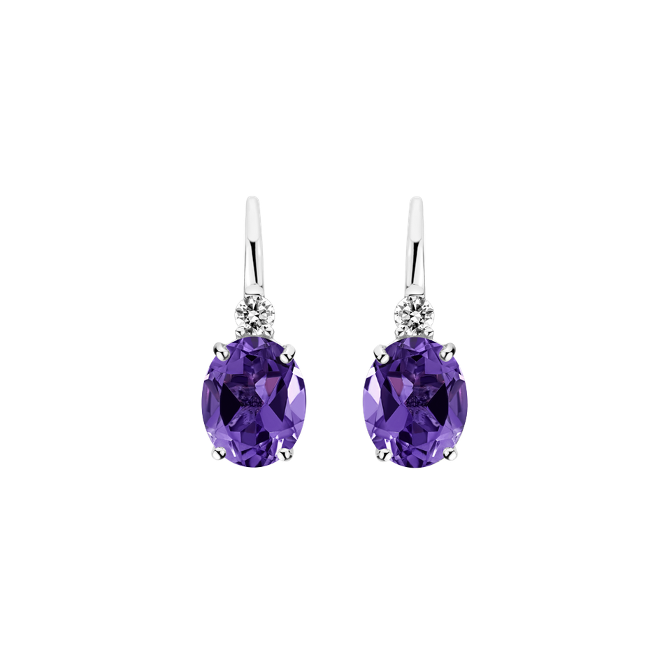 Diamond earrings with Amethyst Juliette