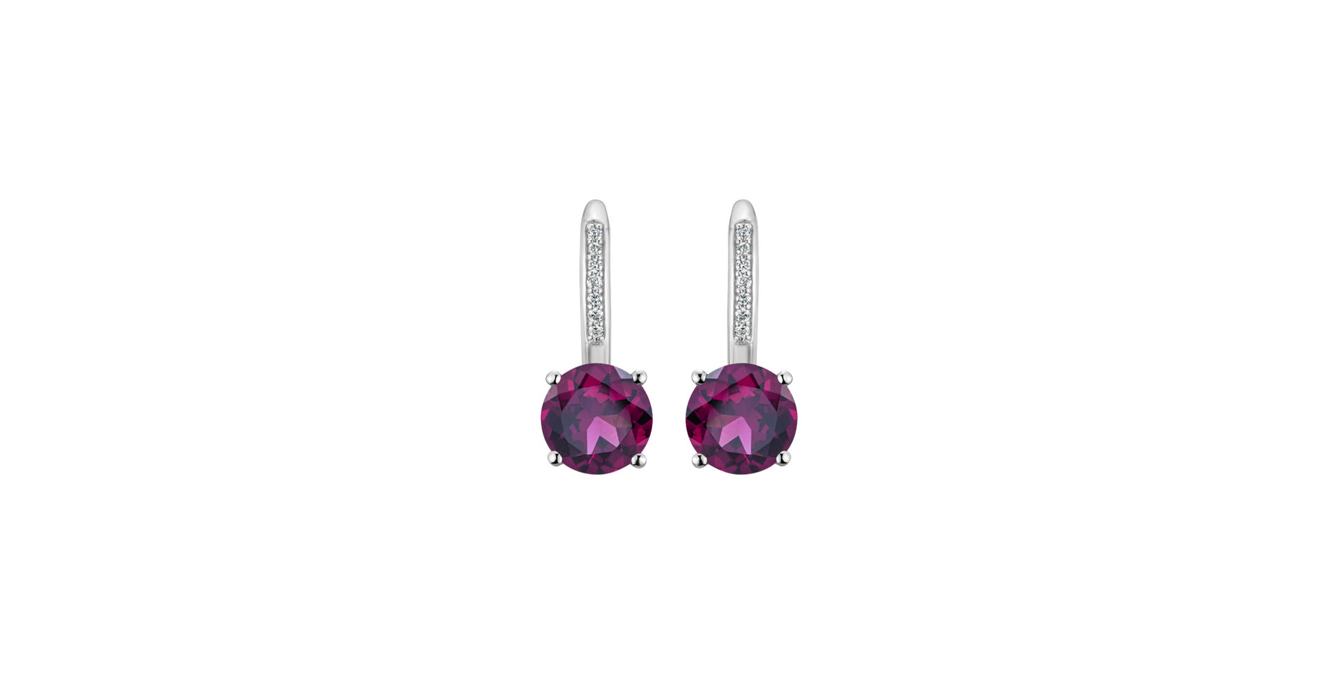 Diamond earrings with Rhodolite Carlo